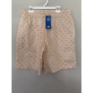 NWT Adidas Logo Graphics Monogram Allover Print Peach Men’s Short Drawstring Med